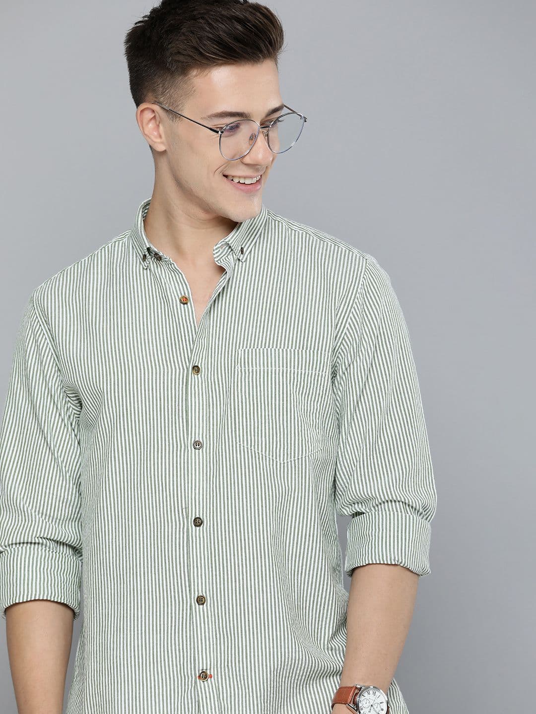 Mast & Harbour Men Standard Opaque Striped Cotton Casual Shirt - view 1