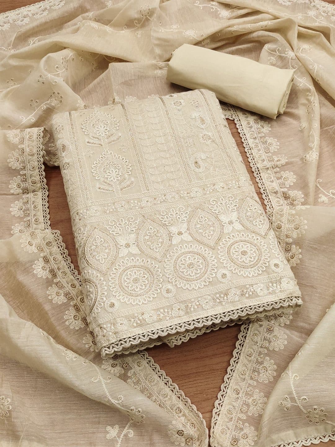 KALINI Ethnic Motifs Embroidered Unstitched Dress Material - view 1