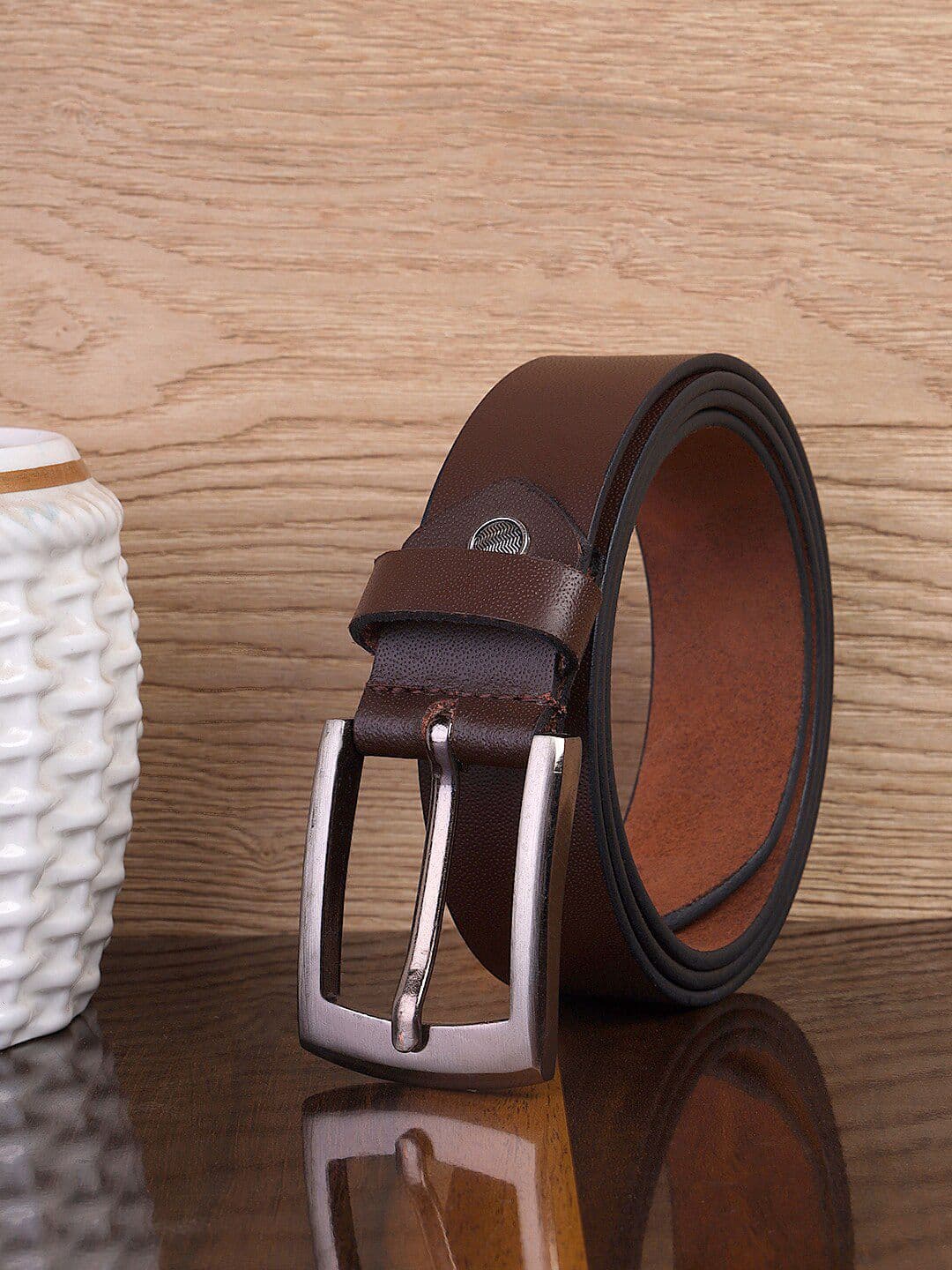 Mast & Harbour Men Brown Textured Leather Formal Belt - view 1