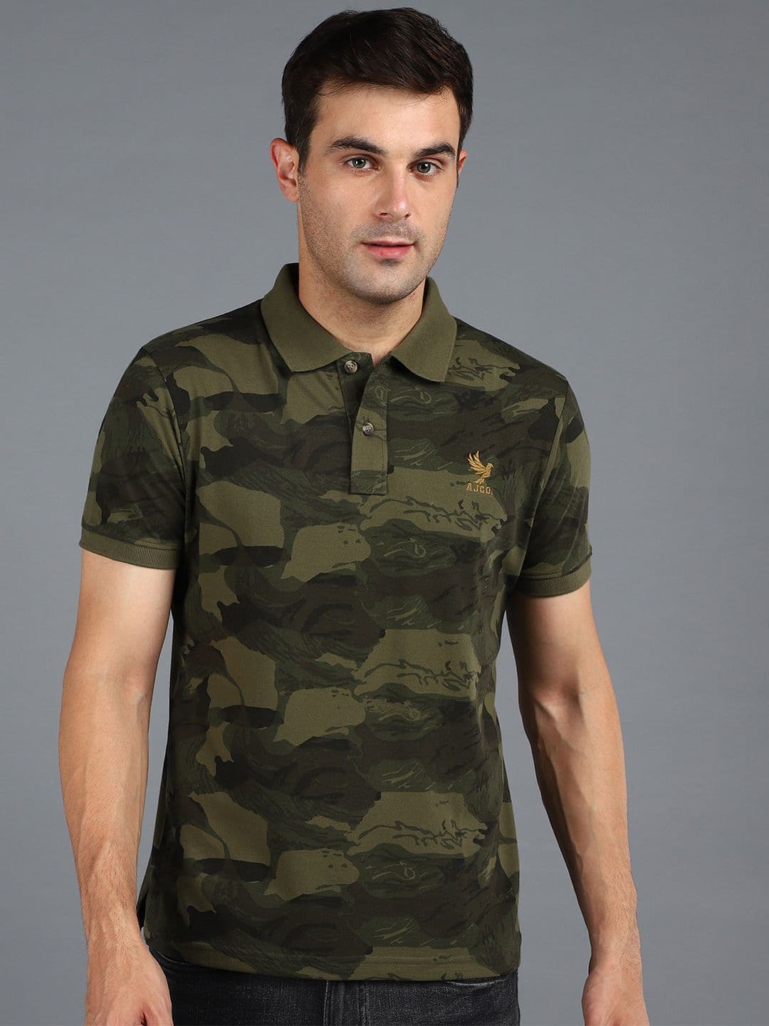 Alan Jones Camouflage Printed Polo Collar T-shirt - view 1