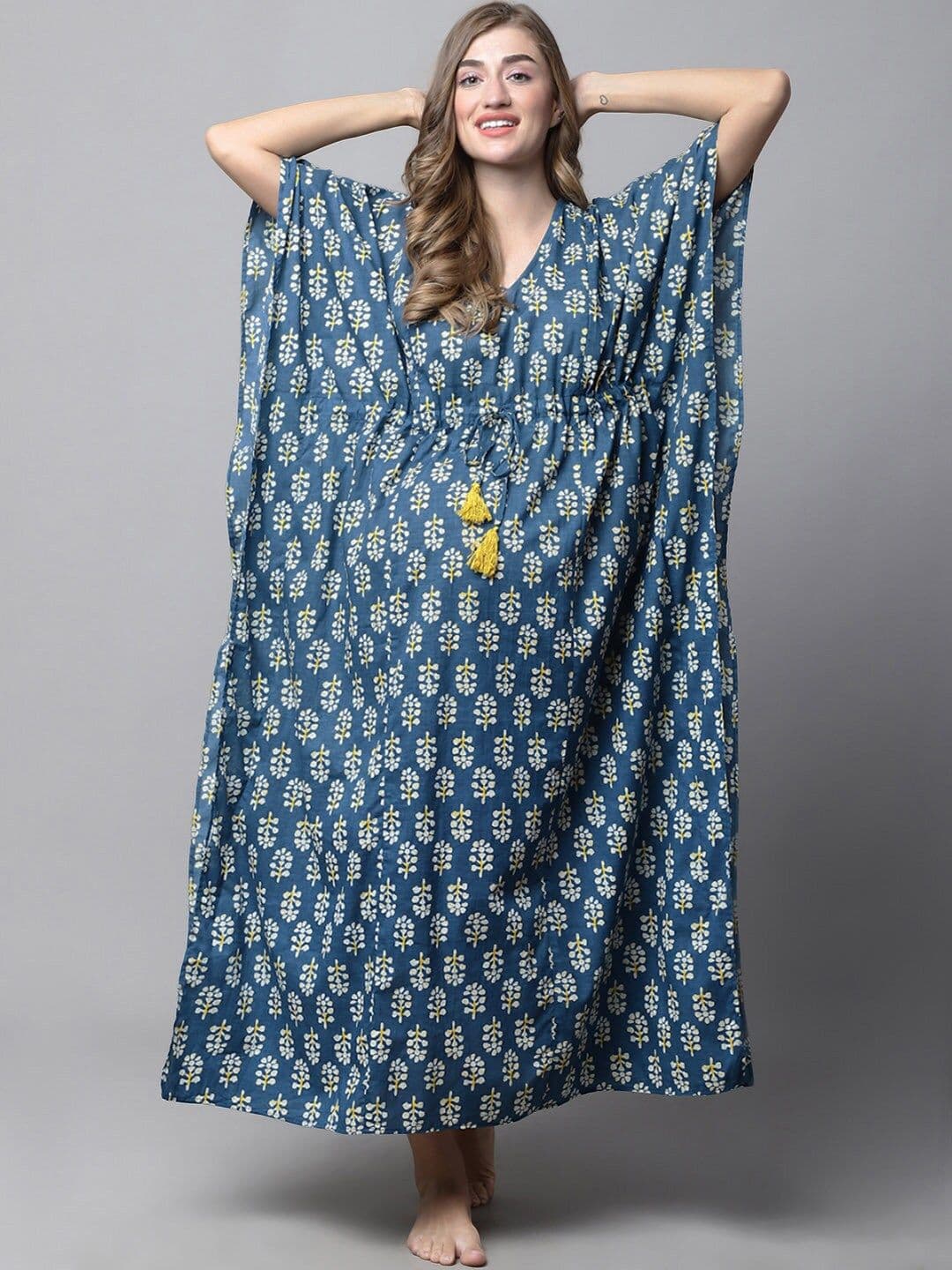 Secret Wish Floral Printed Pure Cotton Maxi Maternity Kaftan Nightdress - view 1