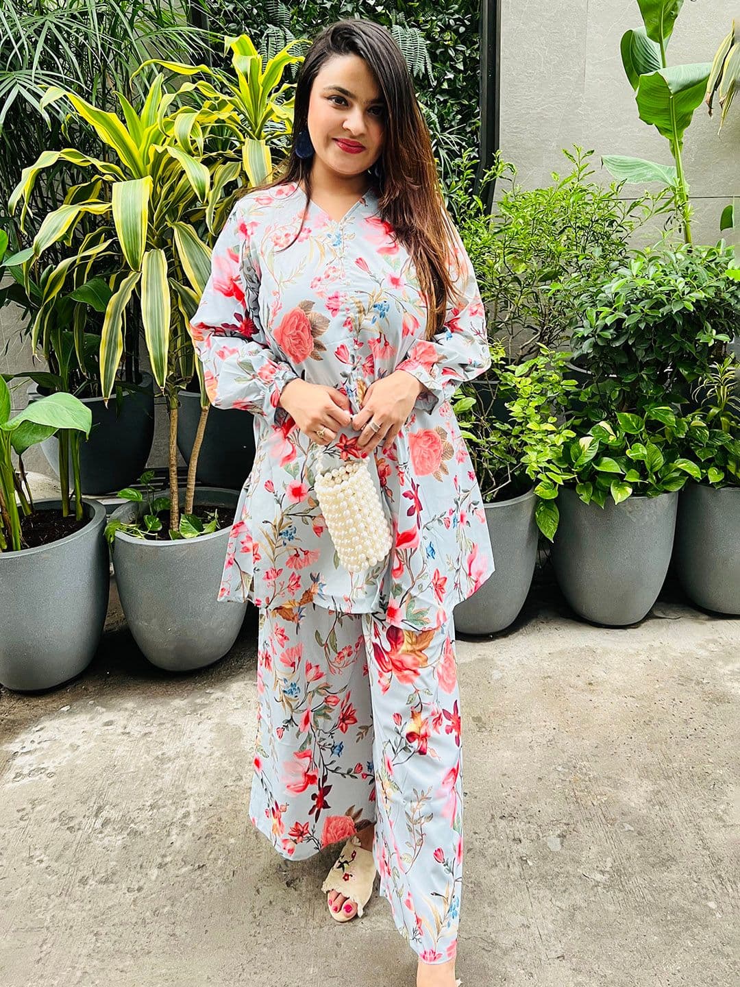 A PLUS BY AHALYAA Women Plus Size Printed Tunic with Palazzos - view 1
