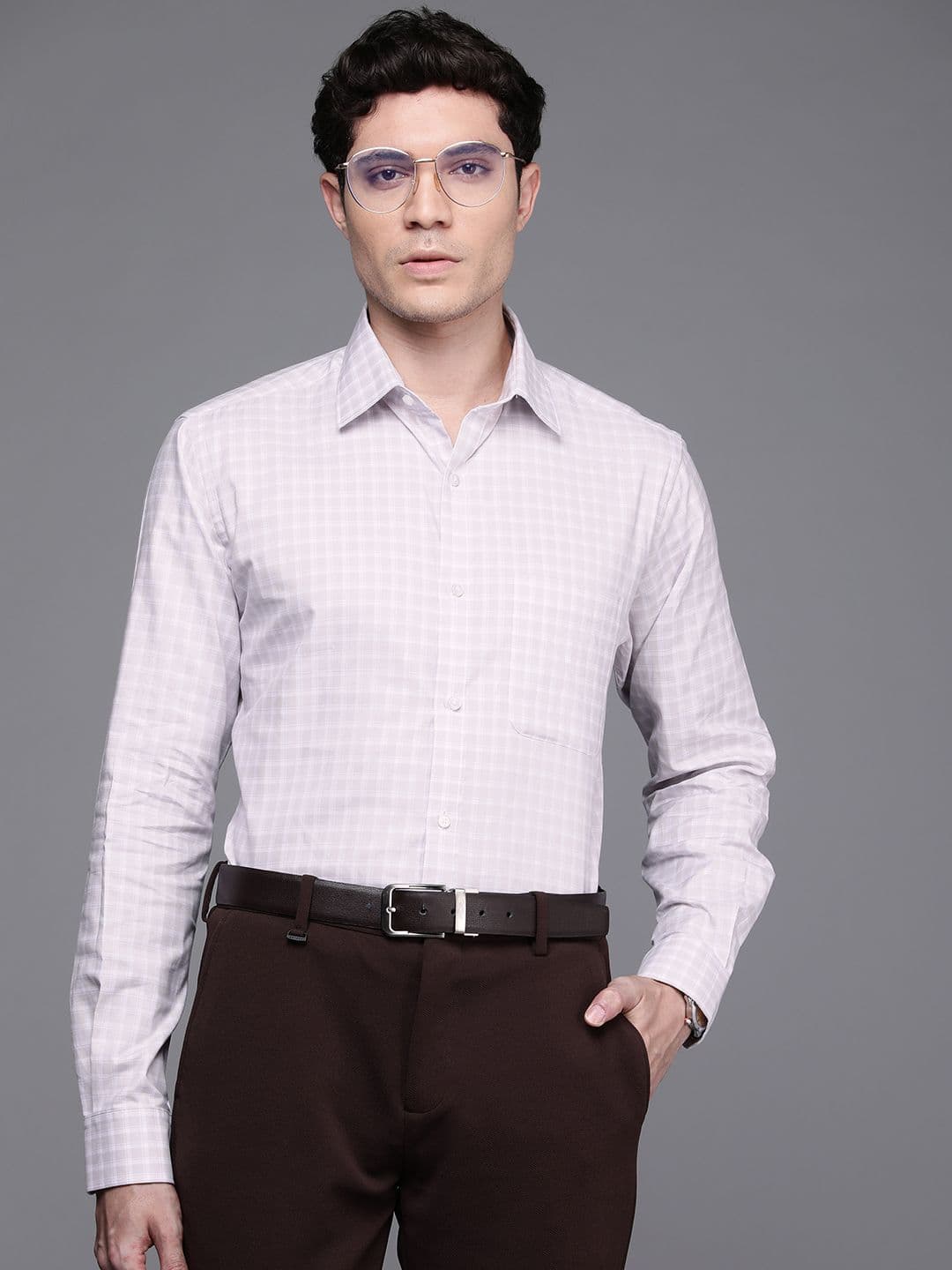 Raymond Slim Fit Checked Pure Cotton Formal Shirt - view 1