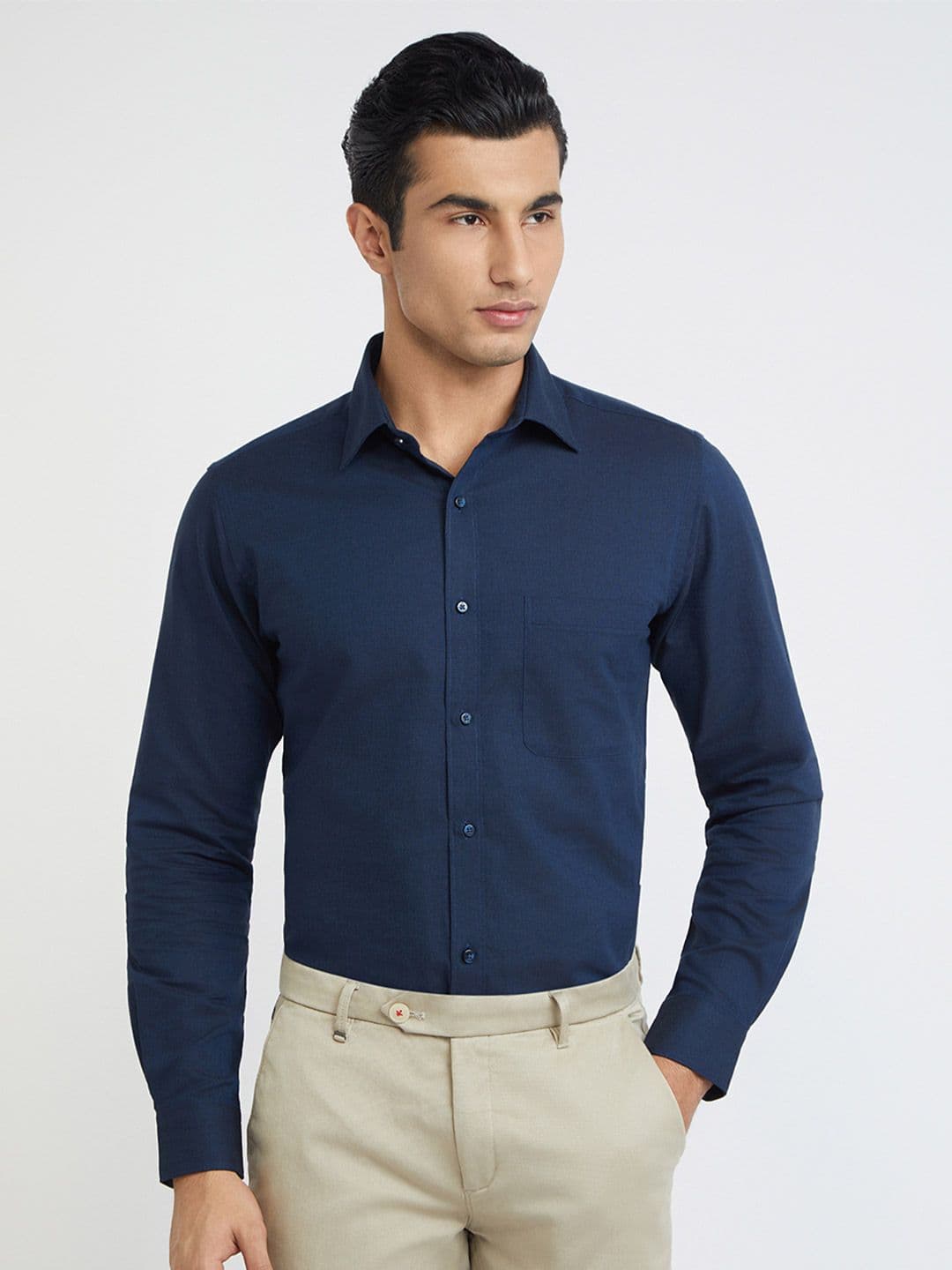 Raymond Pure Cotton Self Design Textured Slim Fit Formal Shirt - view 1