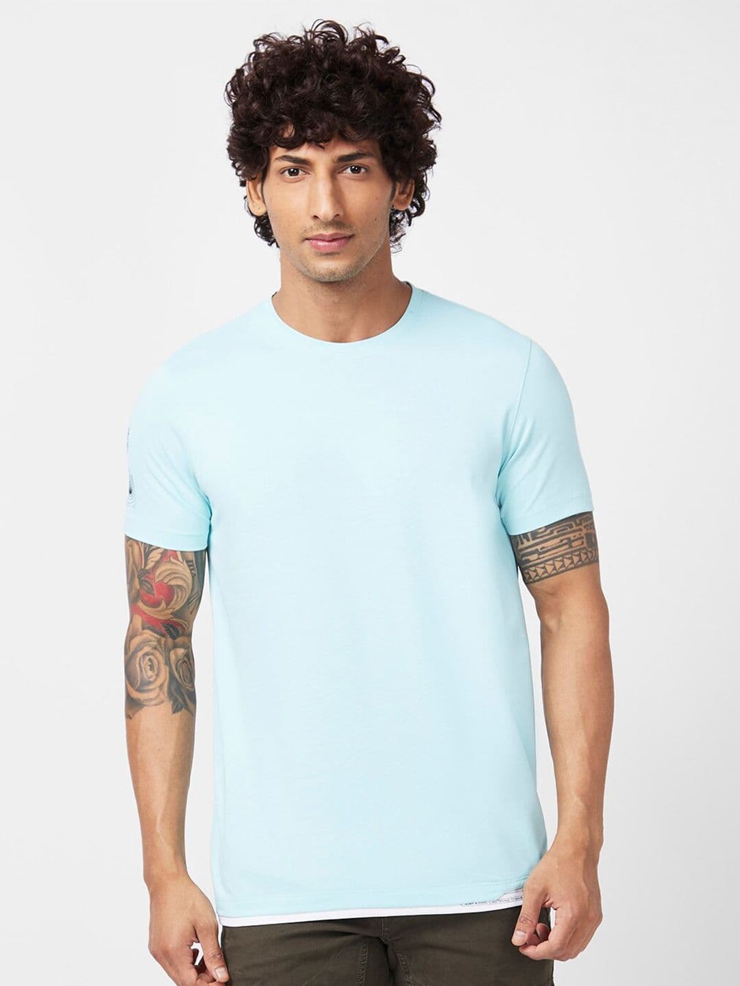 SPYKAR Round Neck Slim Fit Cotton T-shirt - view 1