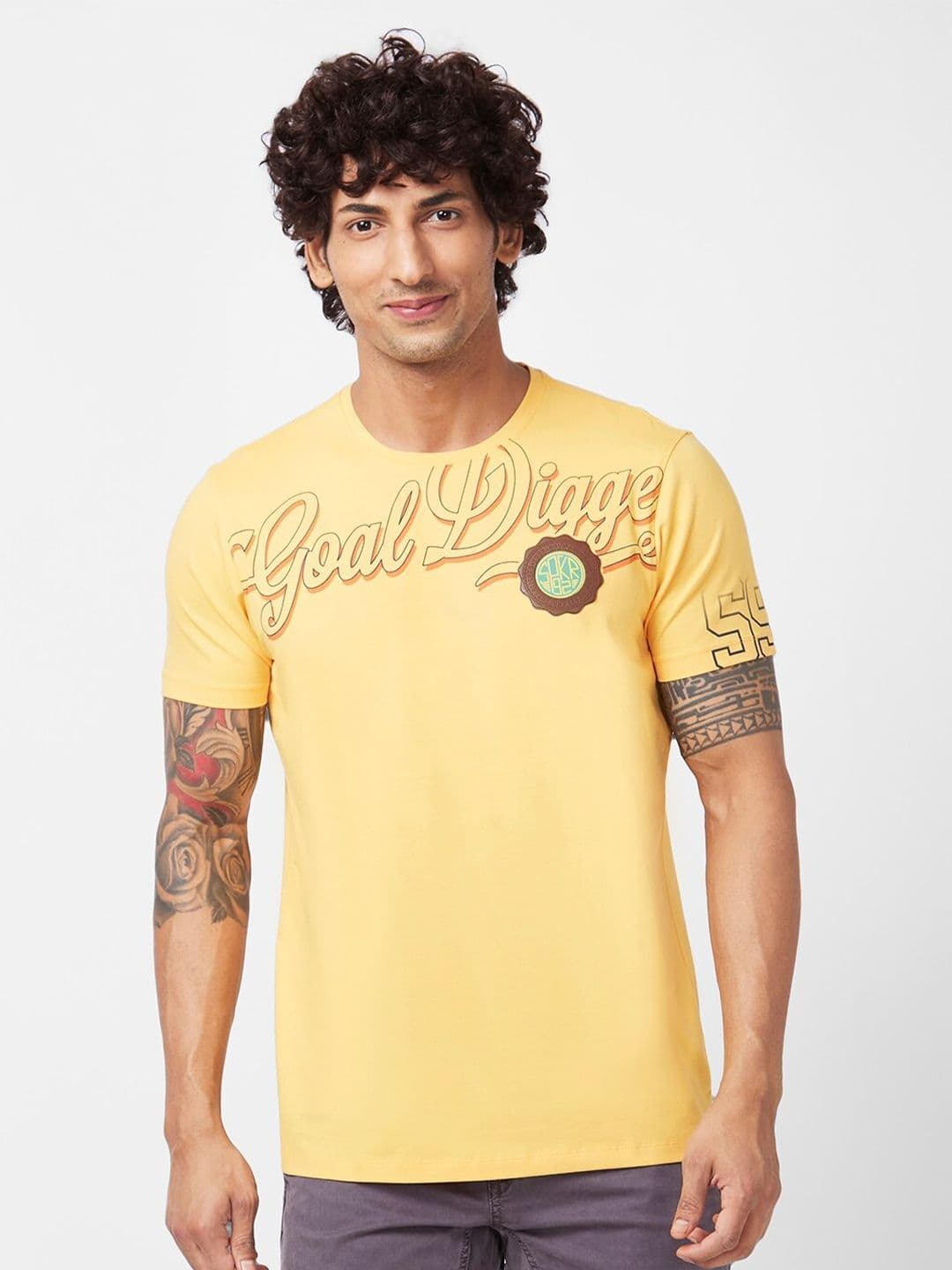 SPYKAR Typography Printed Slim Fit Cotton Casual T-Shirt - view 1