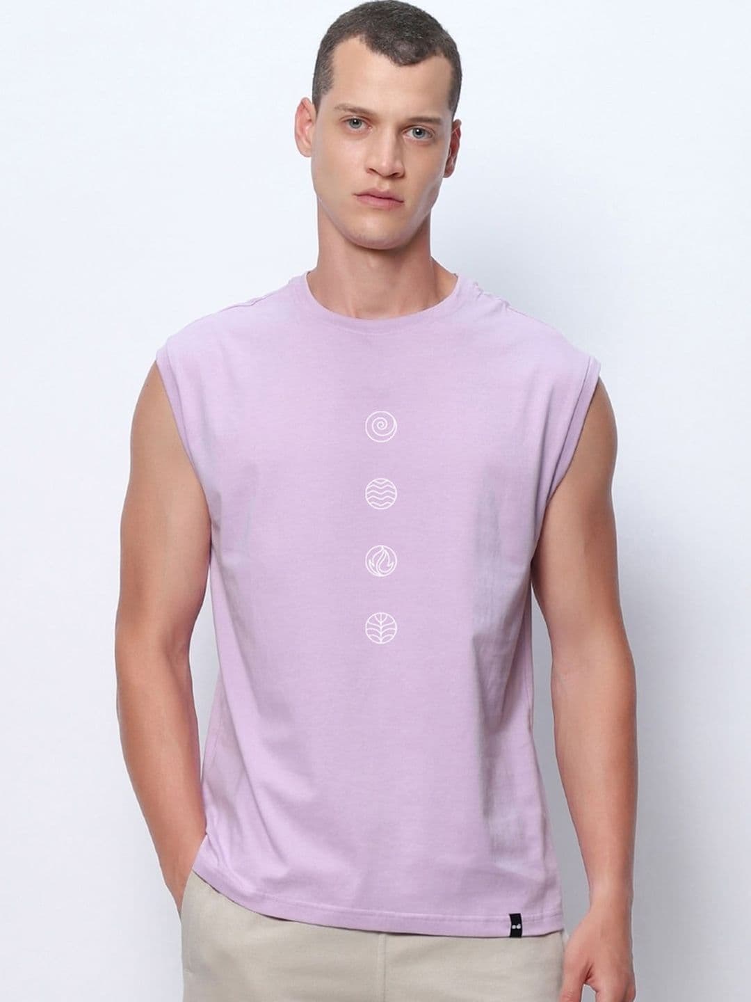 Bewakoof Peace Seeker Graphic Printed Pure Cotton Boxy-Fit Gym Vest - view 1