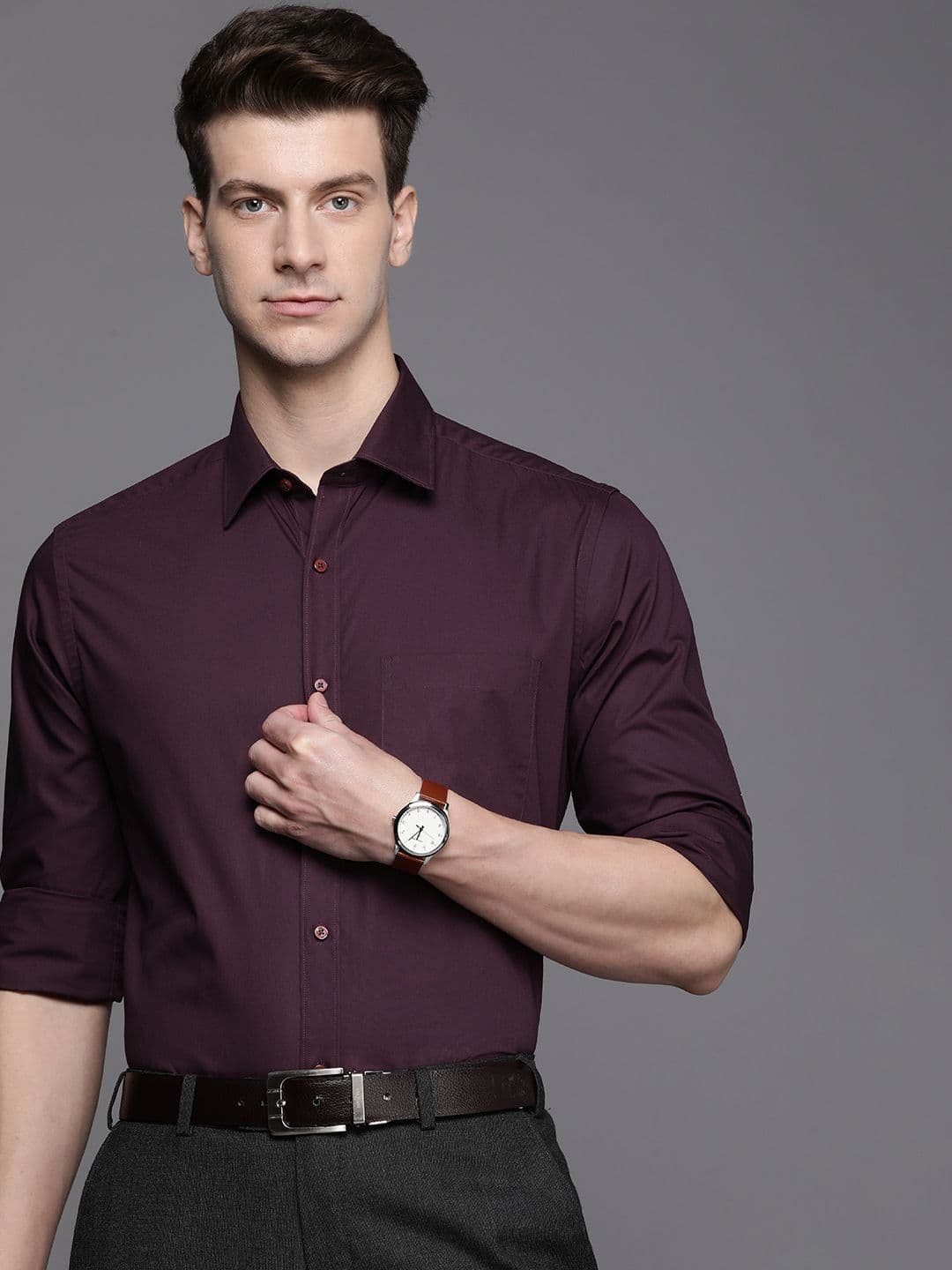 Raymond Solid Pure Cotton Slim Fit Formal Shirt - view 1