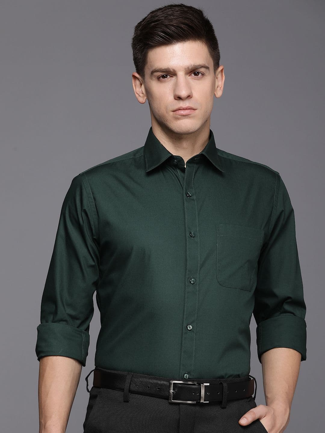 Raymond Solid Pure Cotton Slim Fit Formal Shirt - view 1
