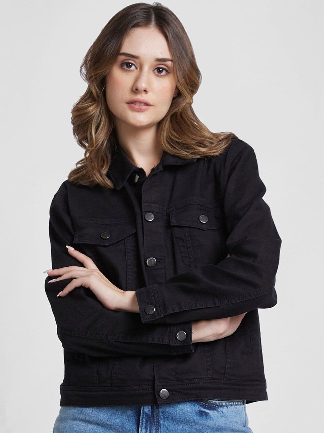 SPYKAR Spread Collar Denim Jacket with Embroidered - view 1