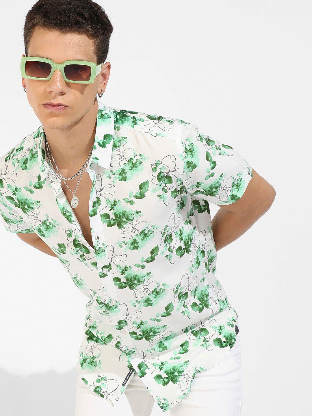 CAHOOT White & Green Classic Floral Printed Casual Shirt - view 1