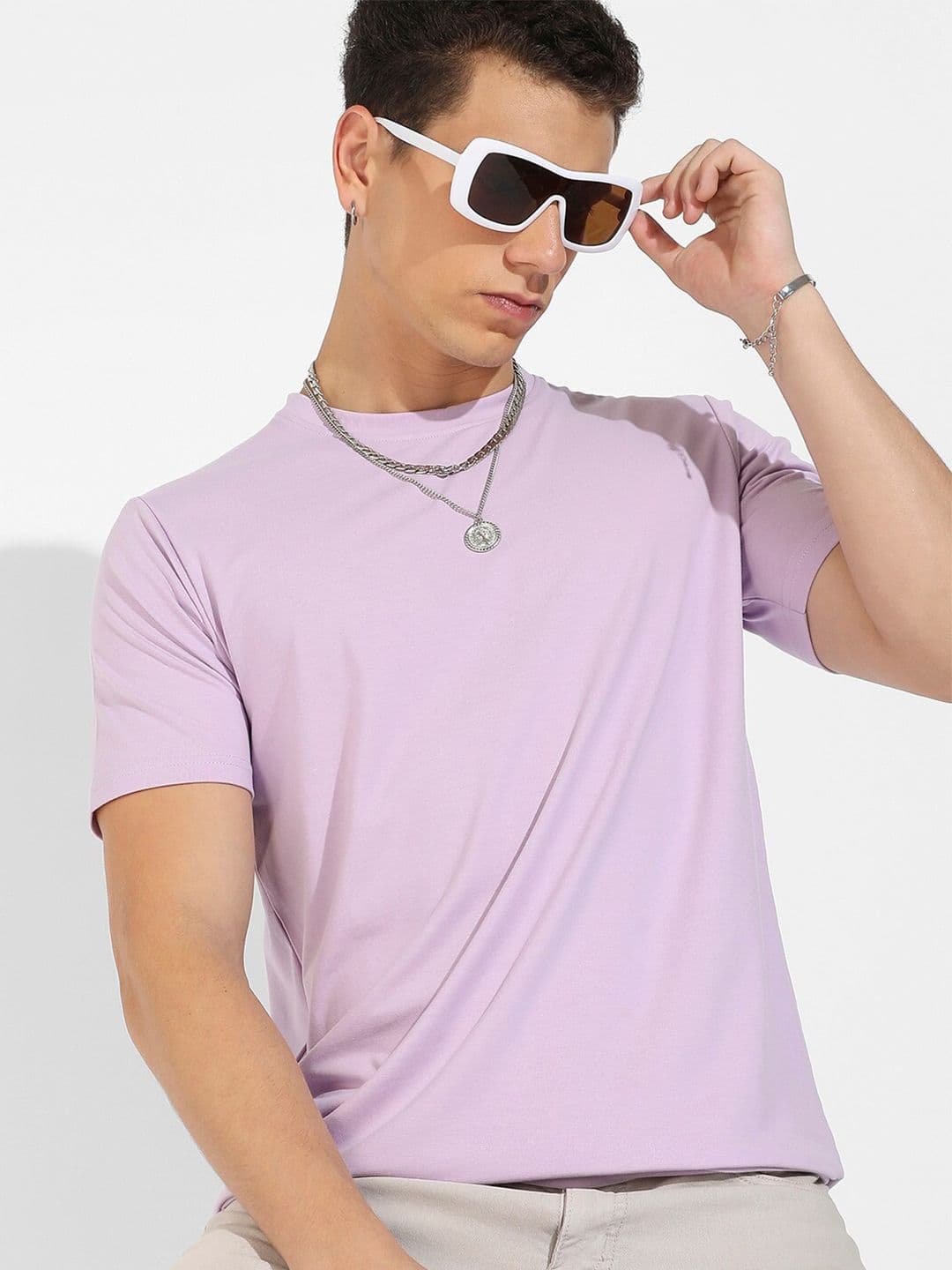 CAHOOT Purple Round Neck Cotton T-shirt - view 1