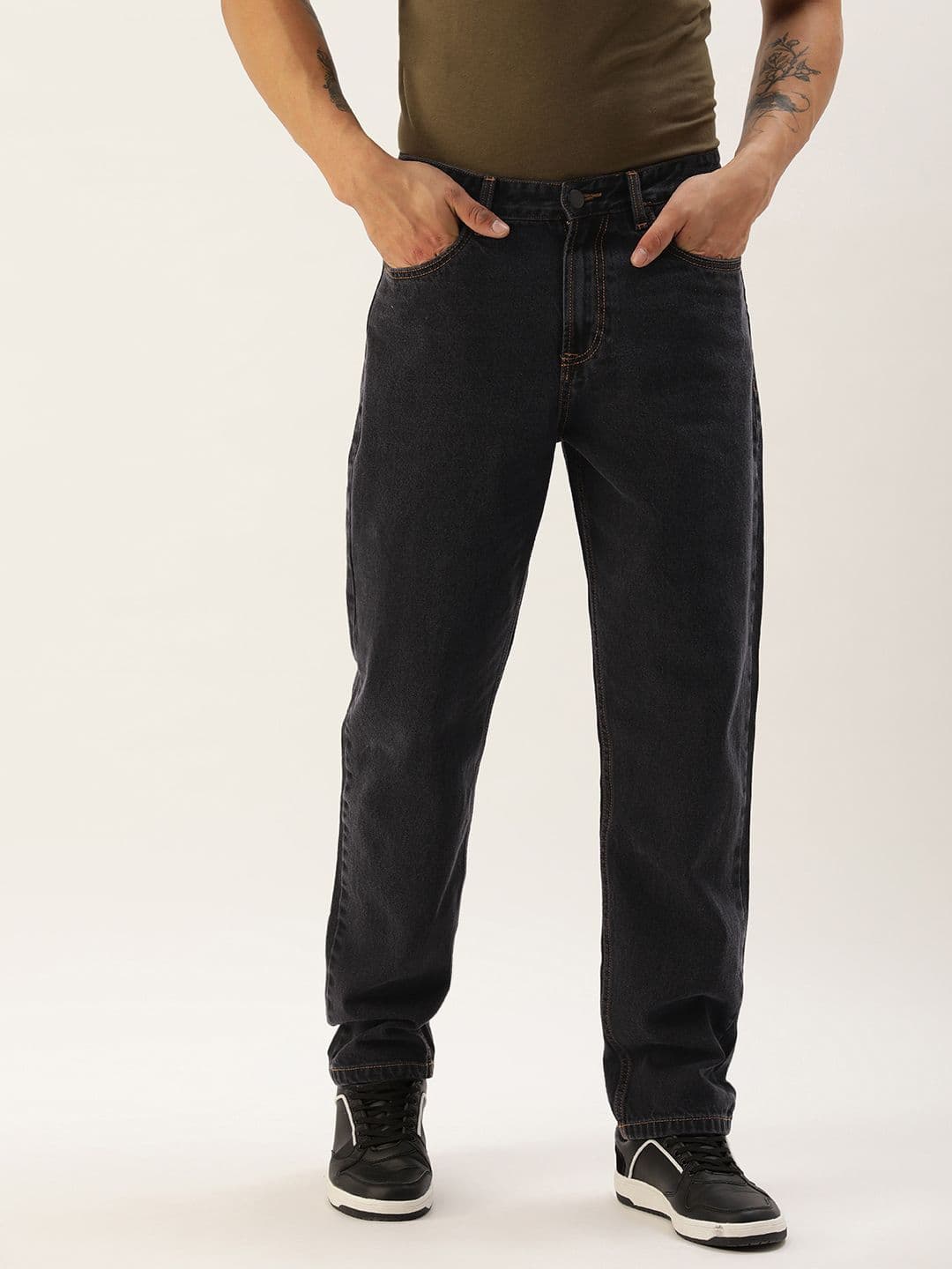 Bene Kleed Men dark grey Straight Fit Mid Rise Jeans - view 1