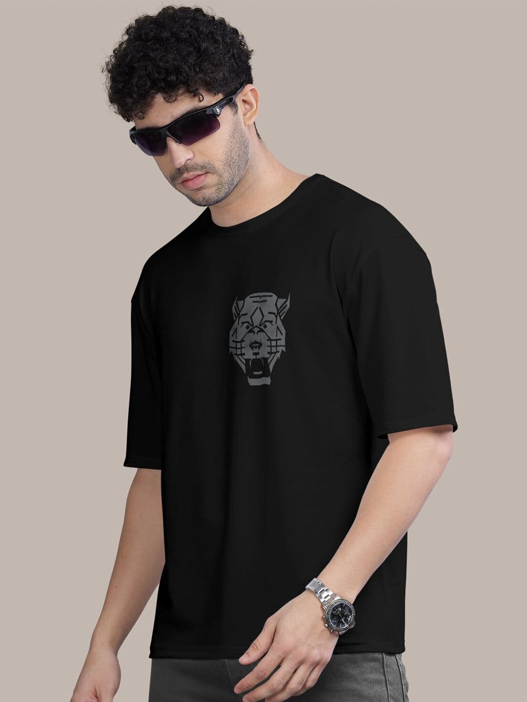 BULLMER Graphic Printed Round Neck Oversized Cotton T-shirt - view 1