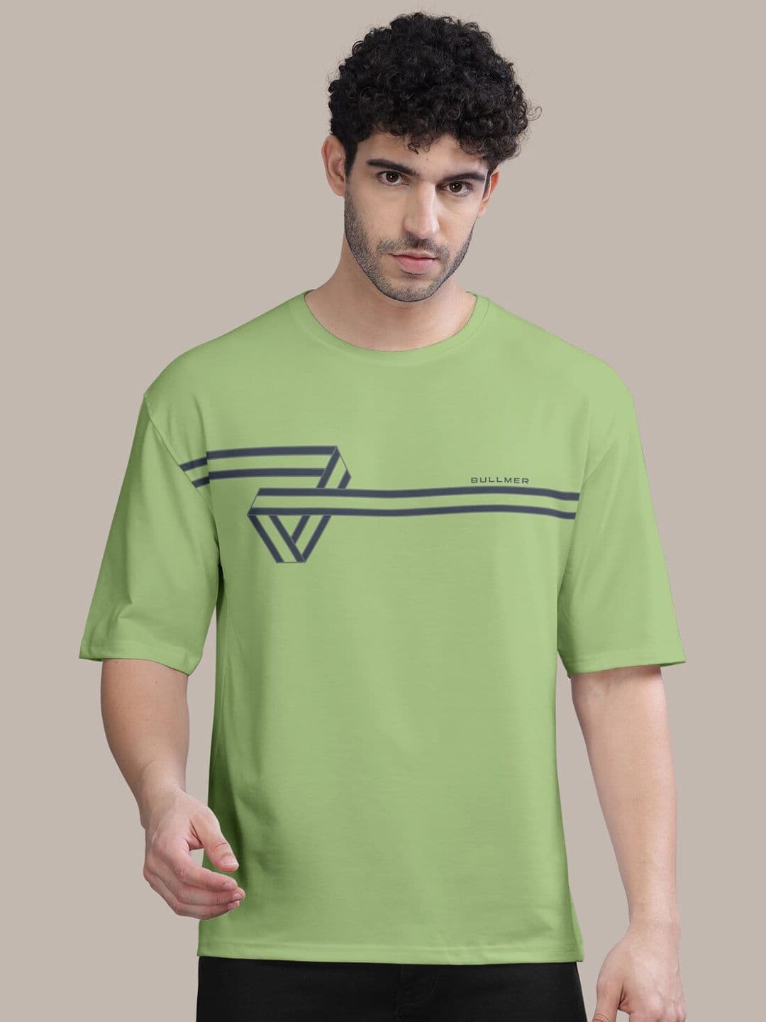 BULLMER Stripped Round Neck Oversized Cotton T-shirt - view 1