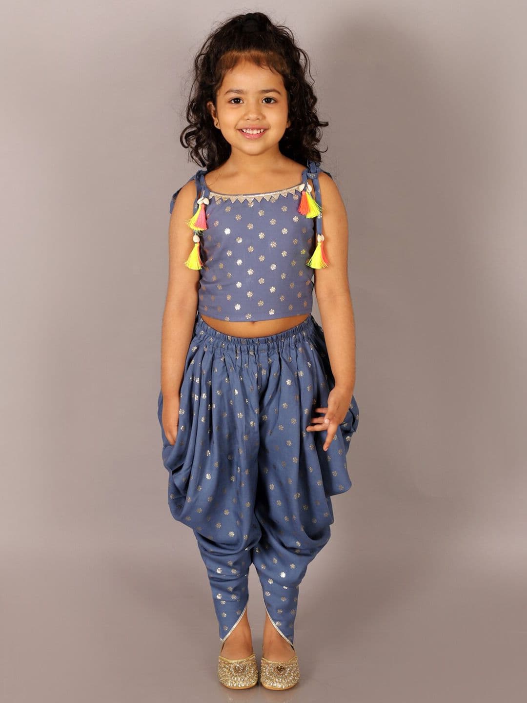 LIL DRAMA Girls Printed Top With Dhoti Pants - view 1