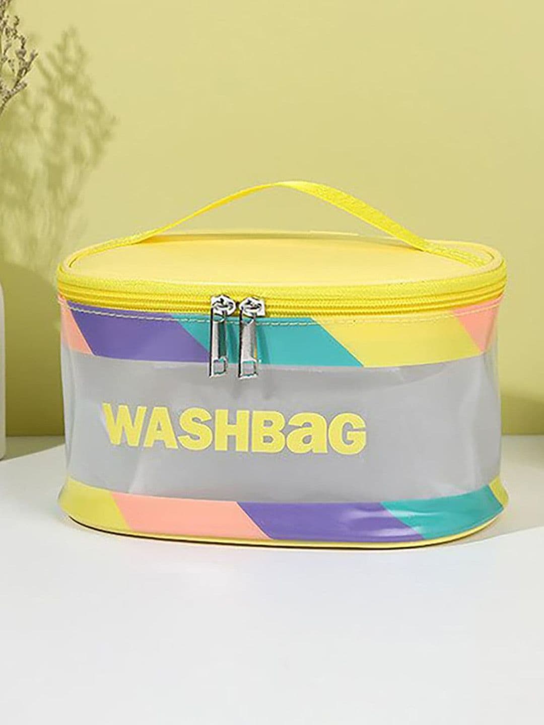 HOUSE OF QUIRK Yellow & Grey Waterproof PVC Toiletry Bag - view 1