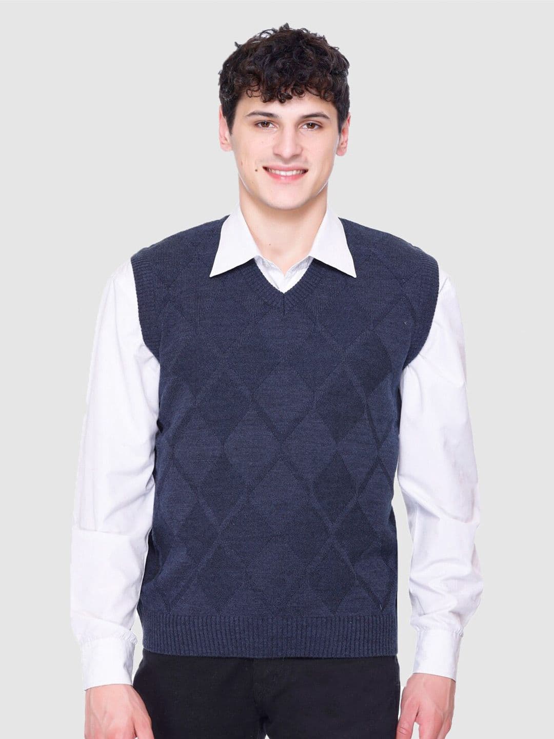 aarbee Argyle Self Design Sweater Vest - view 1