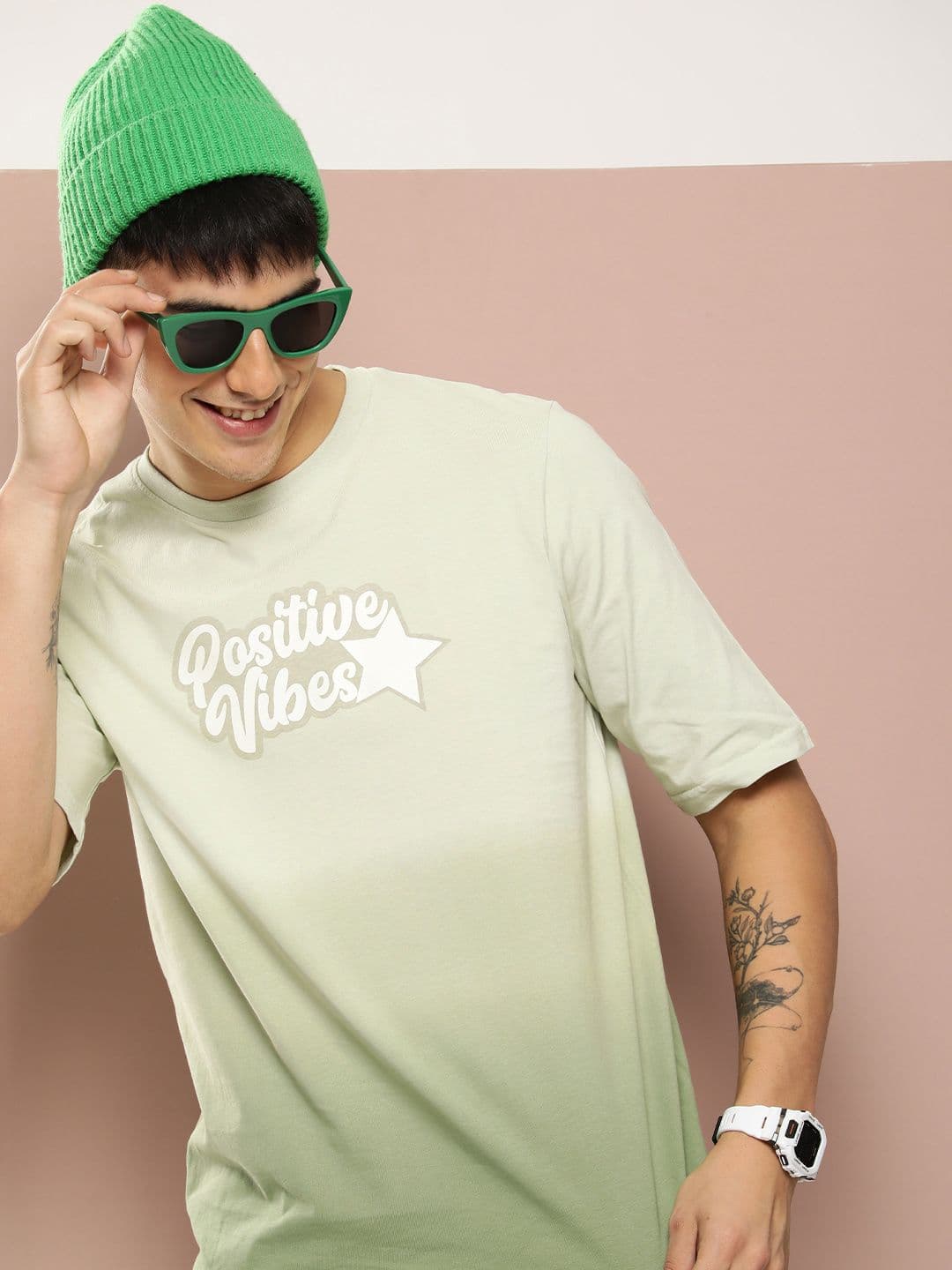 Harvard Ombre & Graphic Typography Printed Cotton T-shirt - view 1