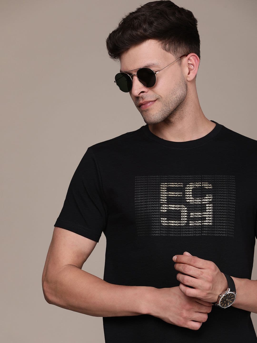 French Connection Brand Logo Printed Pure Cotton T-shirt - view 1
