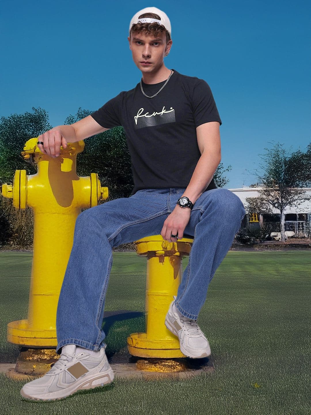 FCUK Brand Logo Printed Pure Cotton T-shirt - view 1