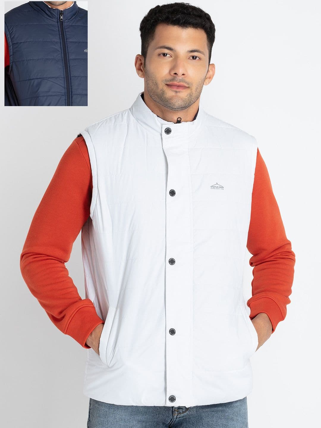 Status Quo Mock Collar Reversible Quilted Jacket - view 1