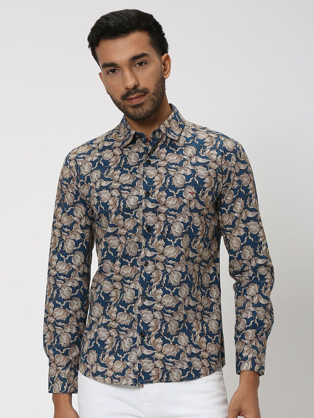 Mufti Floral Printed Opaque Pure Cotton Casual Slim Fit Shirt - view 1