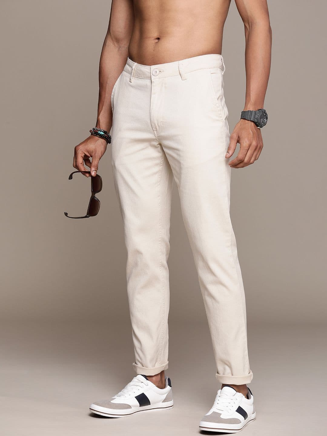 Roadster Men Solid Chinos Trousers - view 1