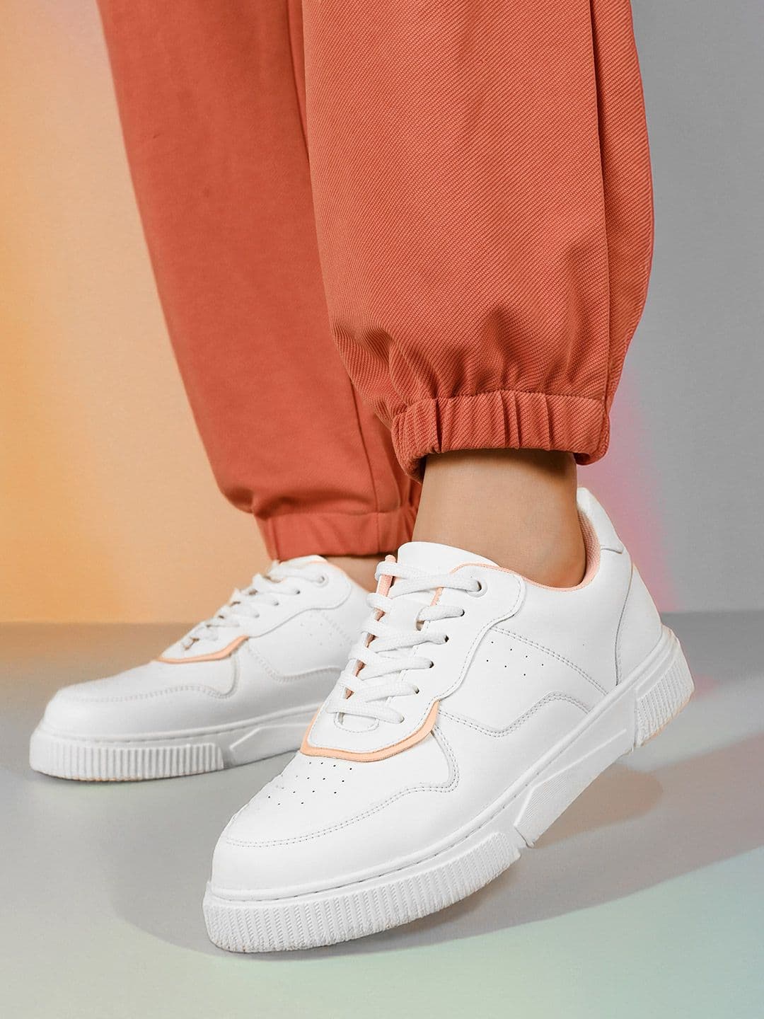 HRX by Hrithik Roshan Women White & Pink Perforated Lightweight Sneakers - view 1
