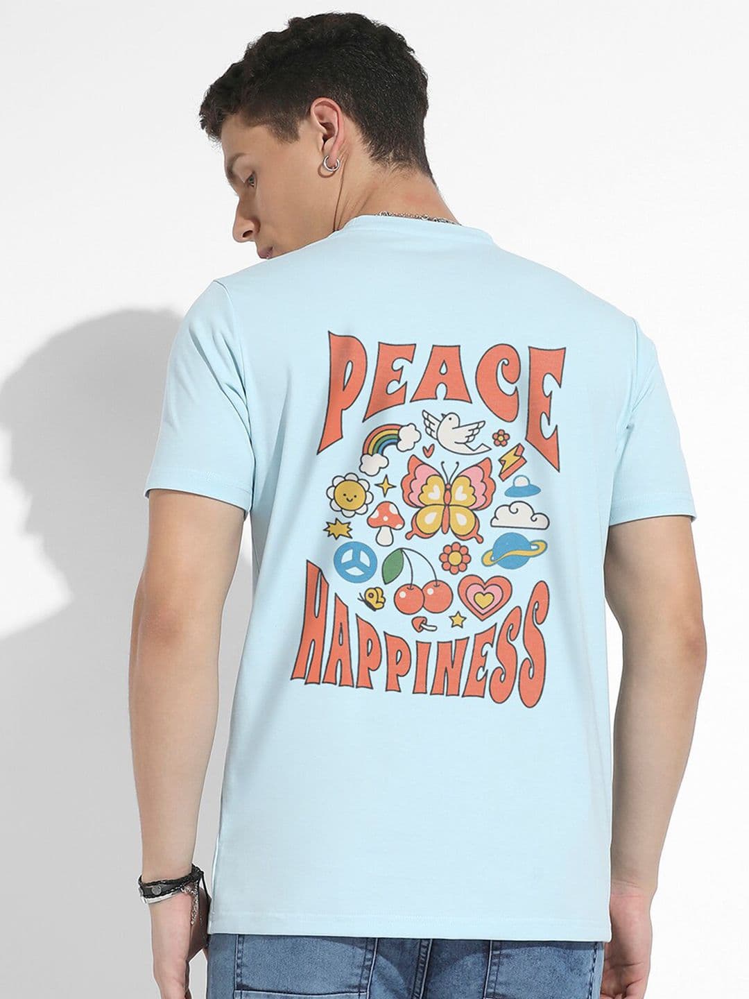 CAHOOT Campus Sutra Blue Typography Printed Cotton Casual T-shirt - view 1