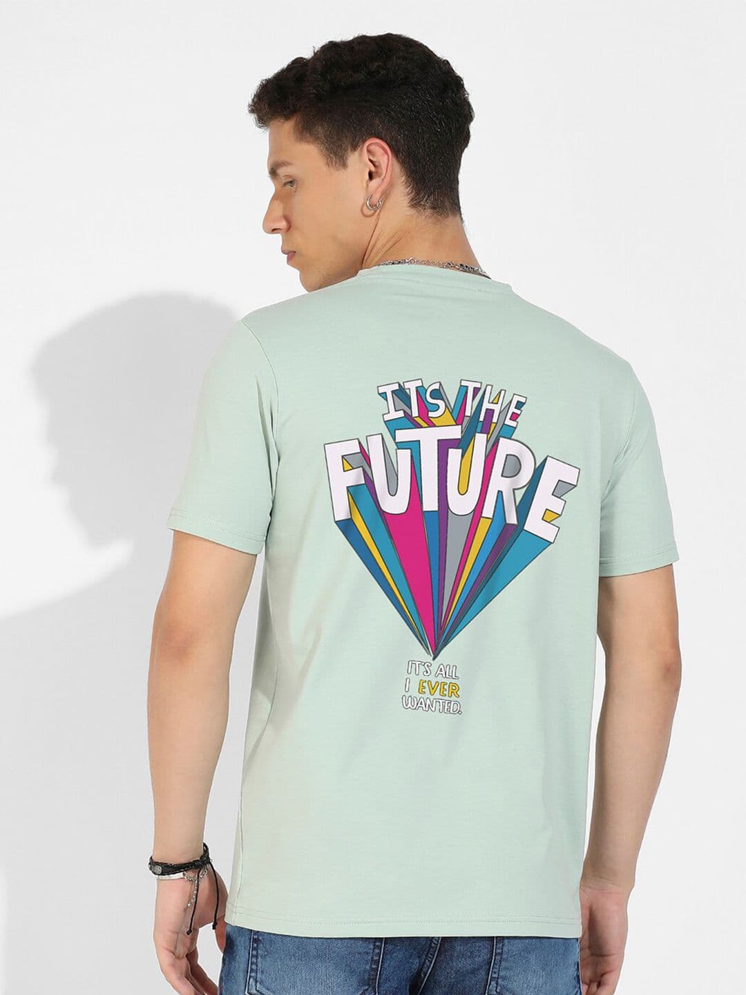 CAHOOT Campus Sutra Green Graphic Printed Round Neck Cotton T-shirt - view 1
