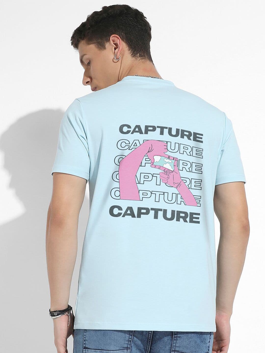 CAHOOT Blue & Black Typographic Printed Cotton T-shirt - view 1