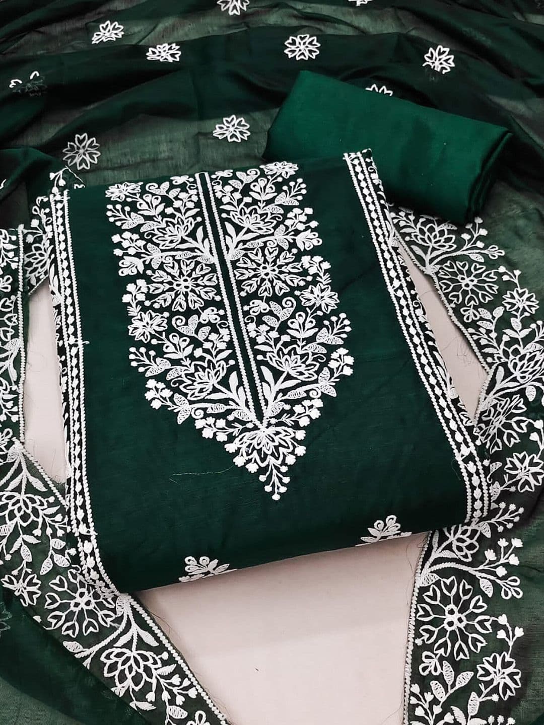 KALINI Embroidered Art Silk Unstitched Dress Material - view 1