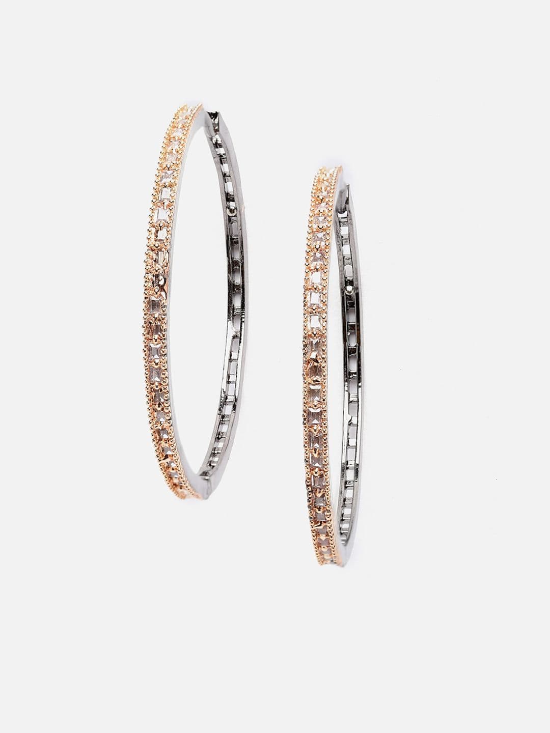 DressBerry Rose Gold-Plated American Diamond Circular Hoop Earrings - view 1