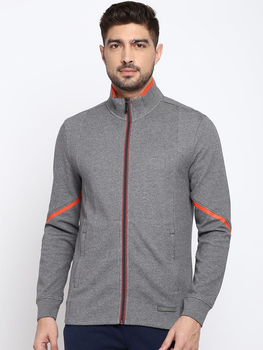 Van Heusen Innerwear Mock Collar Striped Cotton Sporty Jacket - view 1