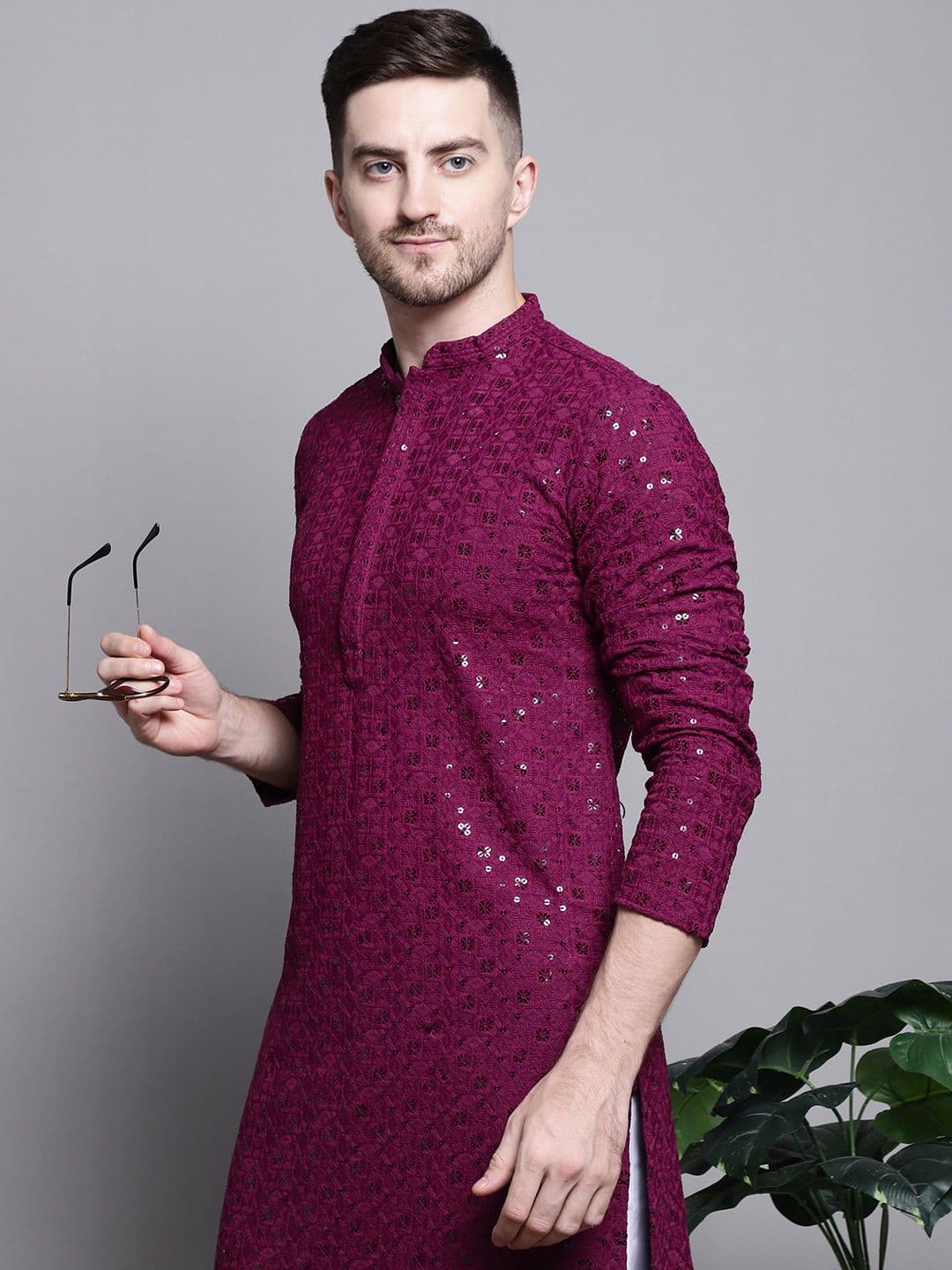 Jompers Floral Embroidered Thread Work Sequinned Kurta - view 1