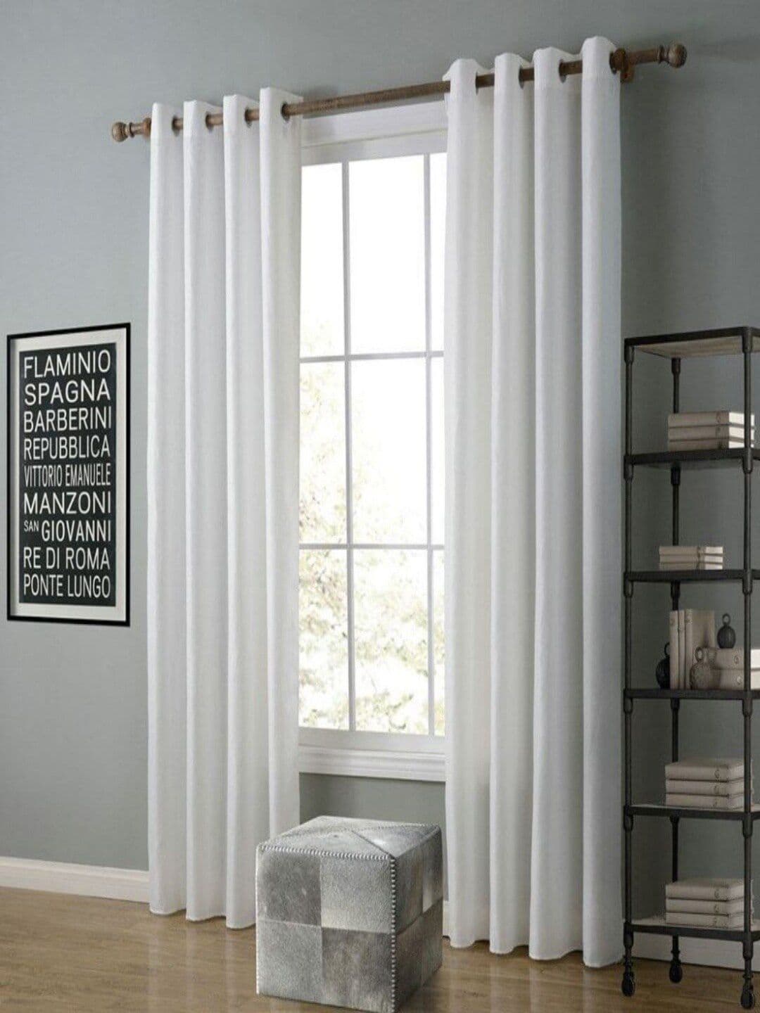 Homefab India White 2 Pieces Long Door Curtains - view 1