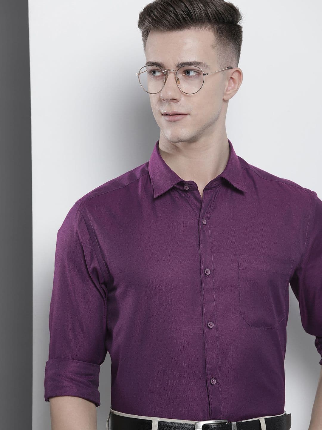 The Indian Garage Co. X Luxe Men Solid Slim Fit Opaque Formal Shirt - view 1
