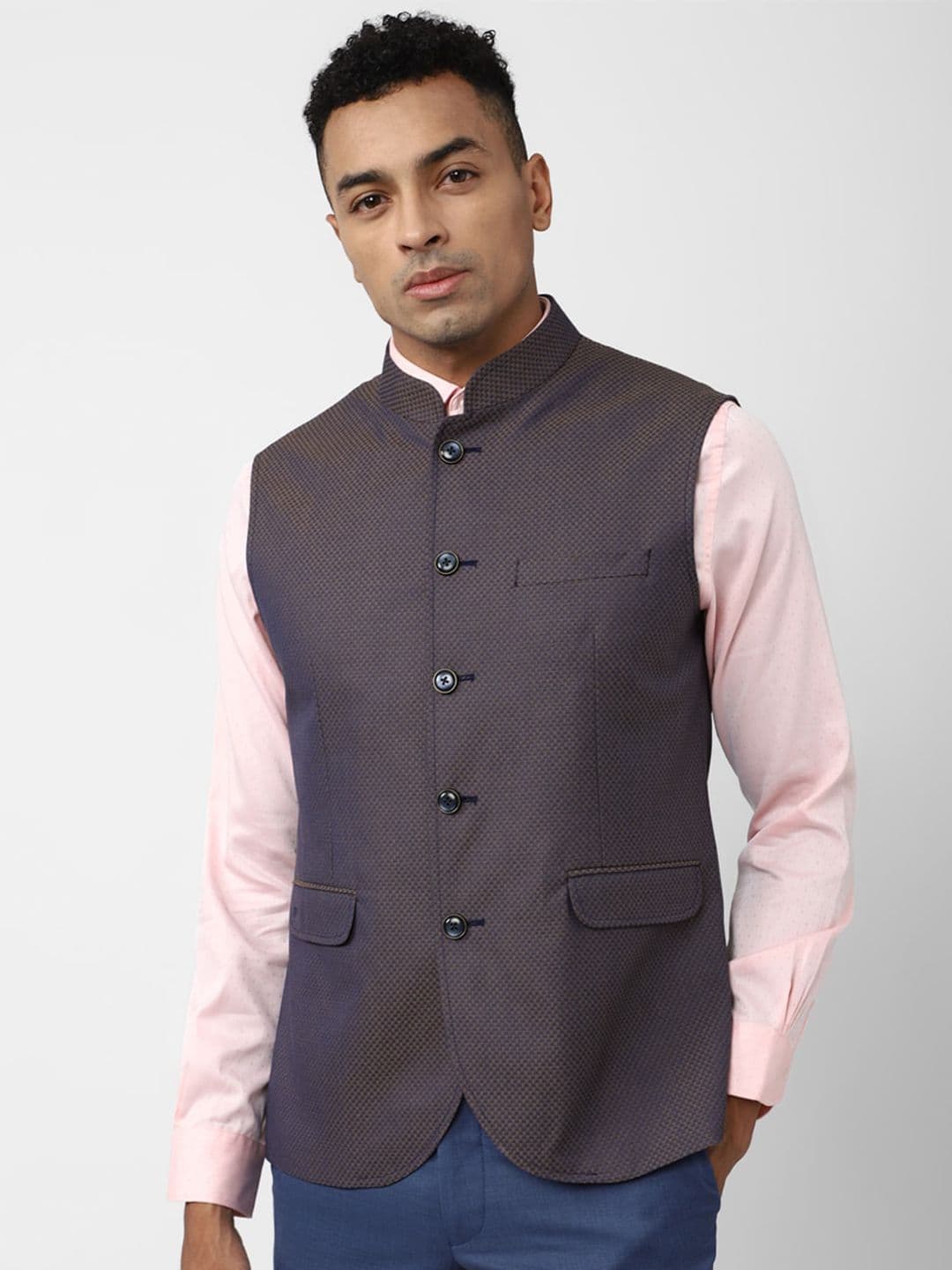 Peter England Woven Design Nehru Jacket - view 1