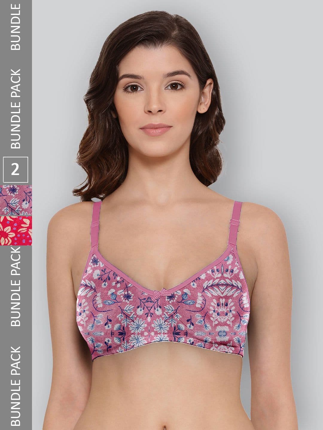 LYRA Pack Of 2 Printed Combed Cotton Wirefree Secret Support Bra with Detachable Strap - view 1
