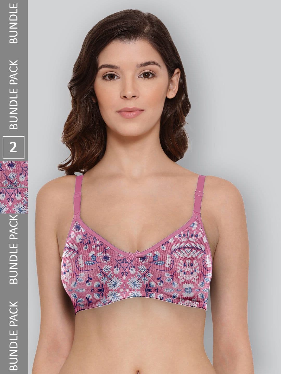 LYRA Pack Of 2 Printed Combed Cotton Wirefree Secret Support Bra with Detachable Strap - view 1