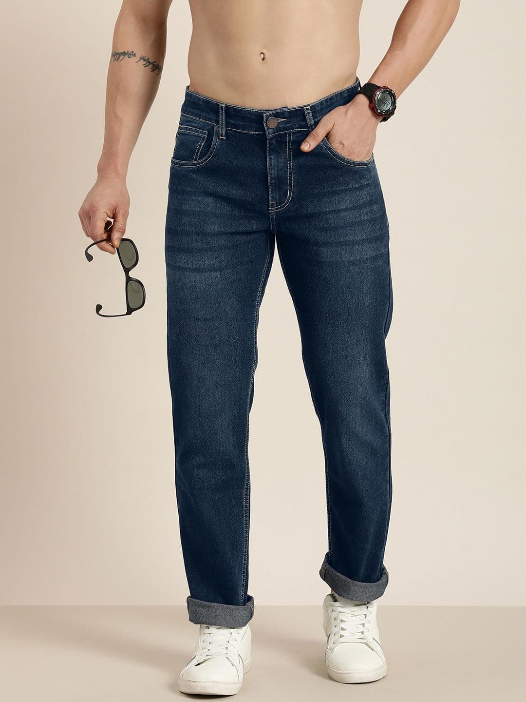 HERE&NOW Men Smart Regular Fit Stretchable Jeans - view 1