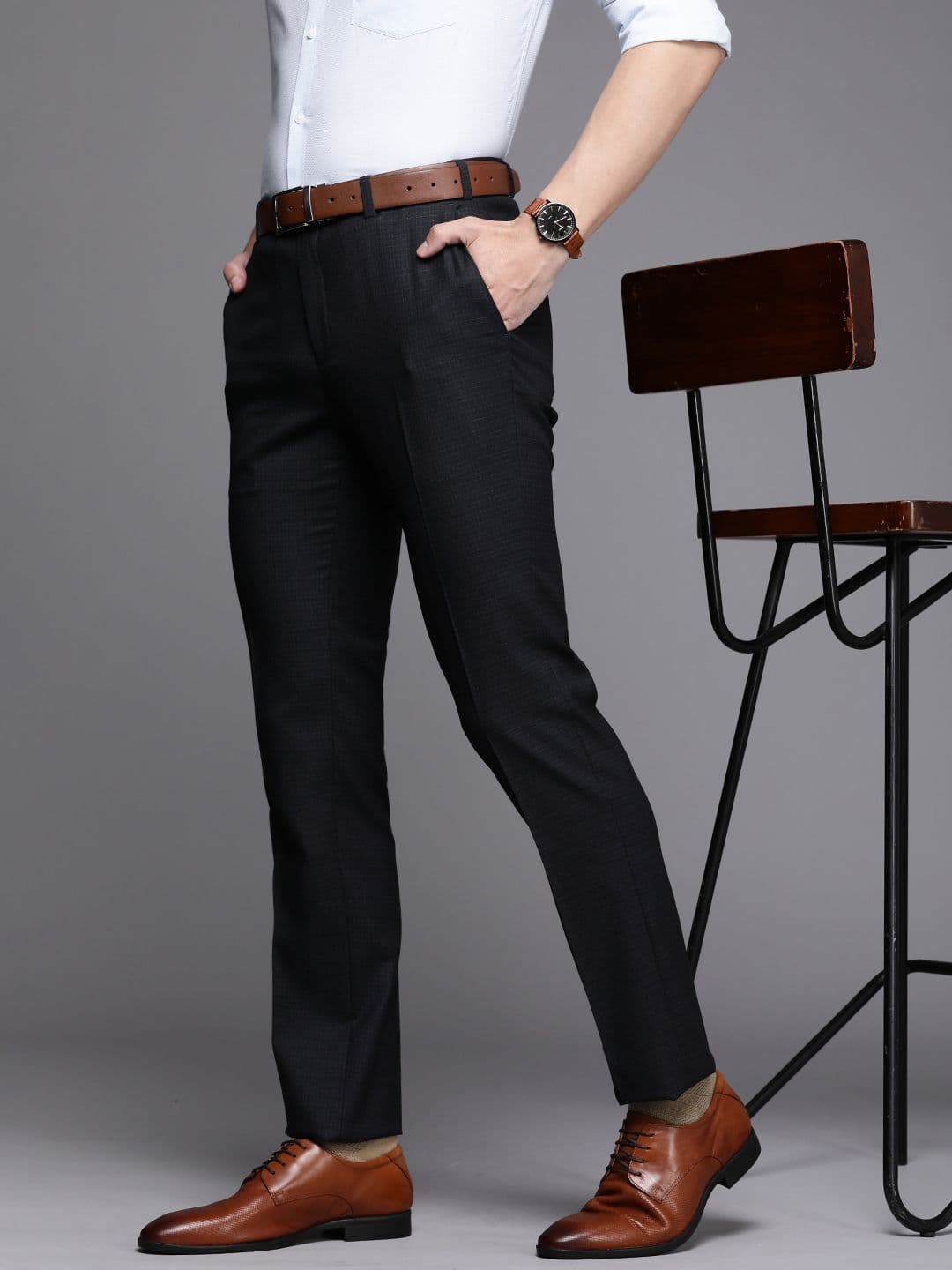Raymond Men Checked Slim Fit Formal Trousers - view 1