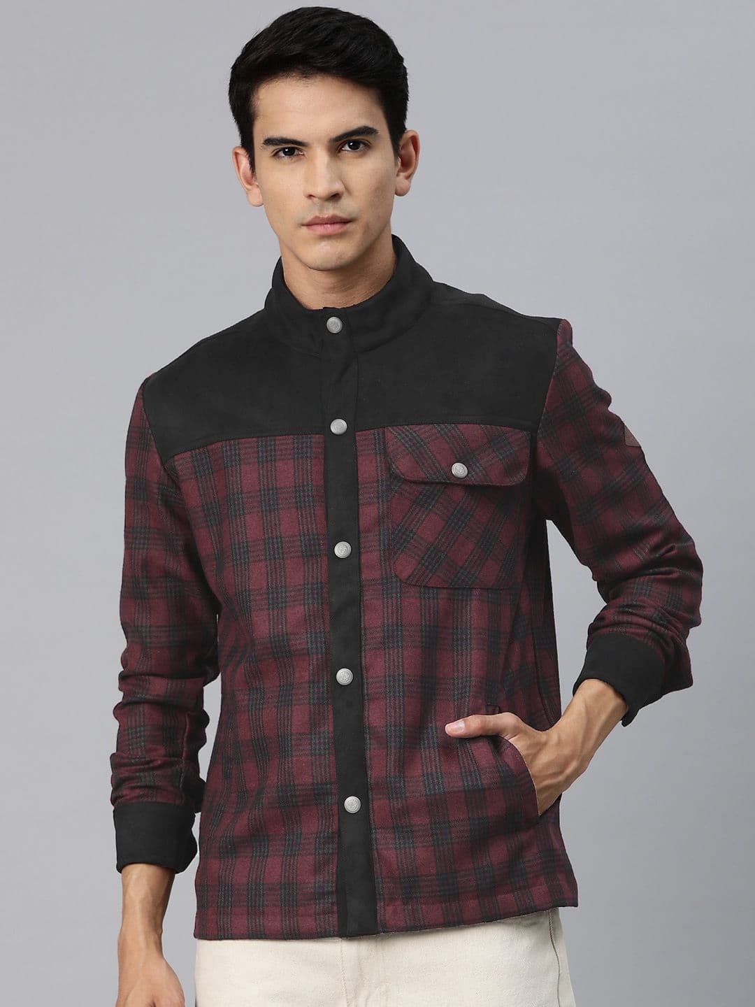 Pierre Carlo Men Checked Open Front Jacket - view 1