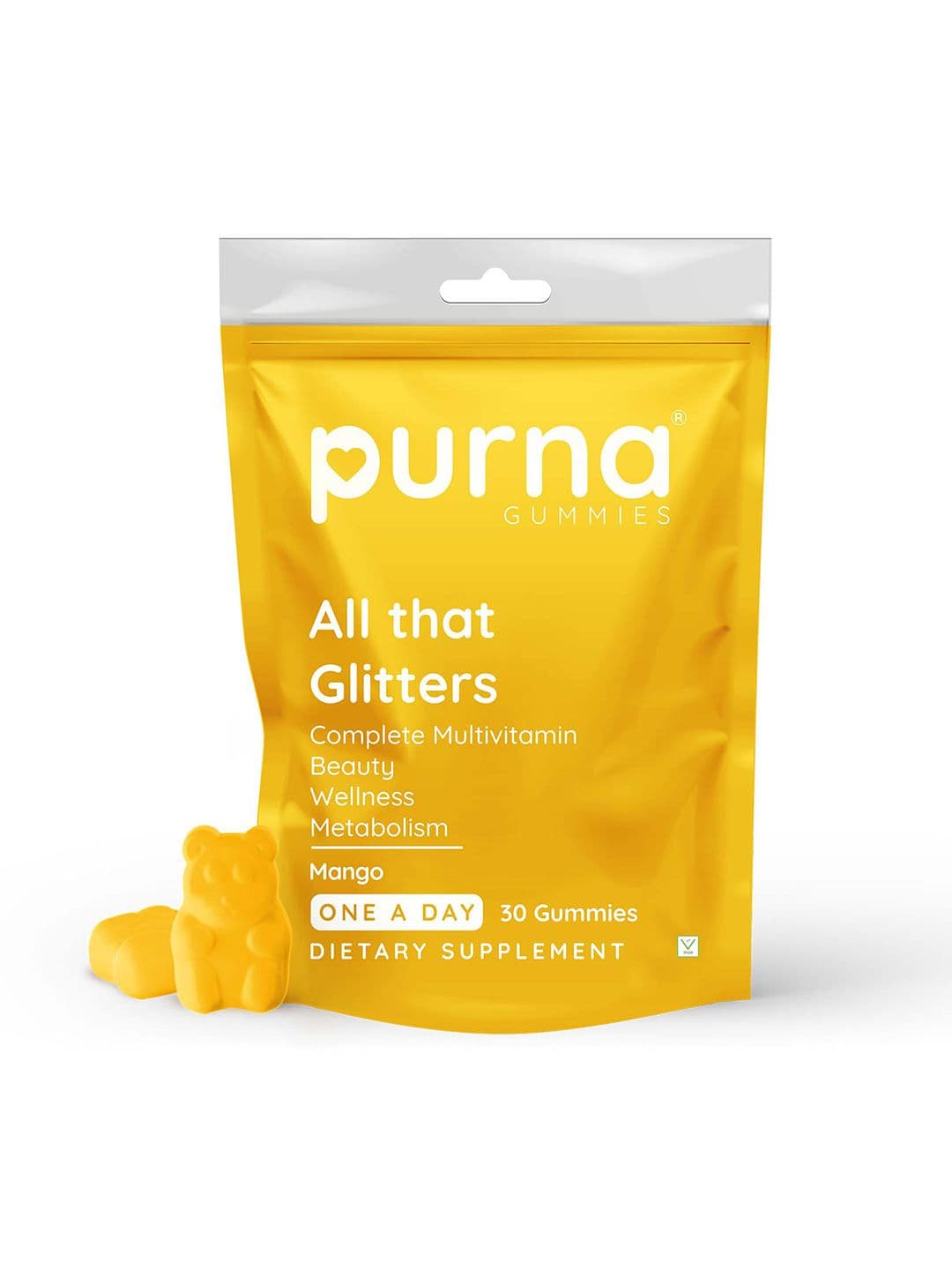 Purna Gummies All The Glitters Dietary Supplement Mango Gummies For Metabolism - 30 Pcs - view 1