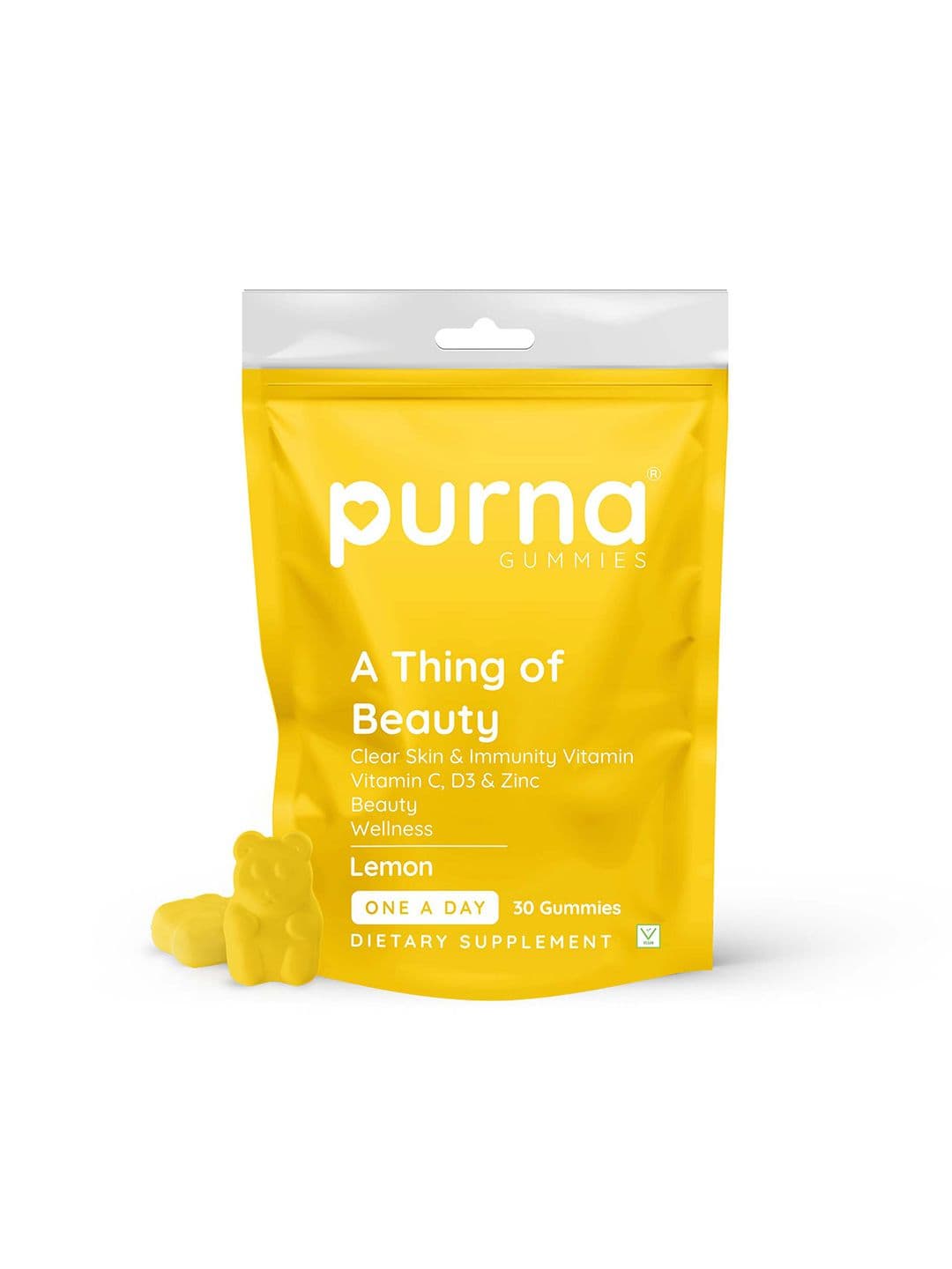 Purna Gummies A Thing of Beauty Dietary Supplement Lemon Gummies For Clear Skin - 30 Pcs - view 1