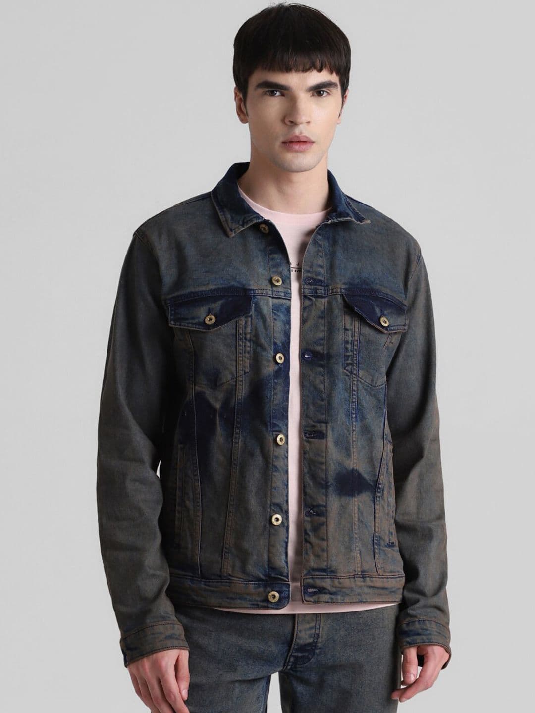 Jack & Jones Washed Spread Collar Denim Jacket - view 1