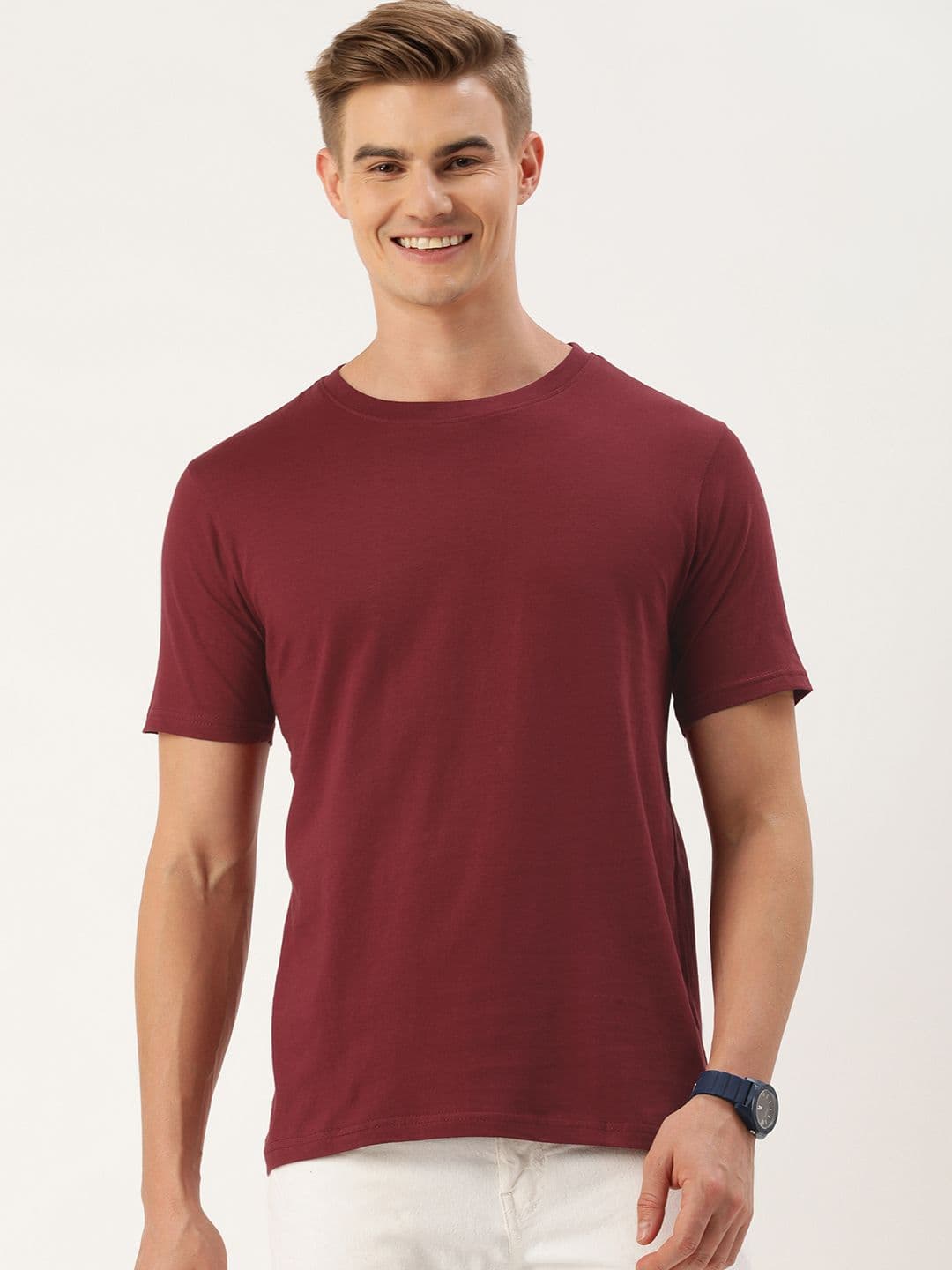 Mast & Harbour Men Solid Cotton Bio Finish T-shirt - view 1