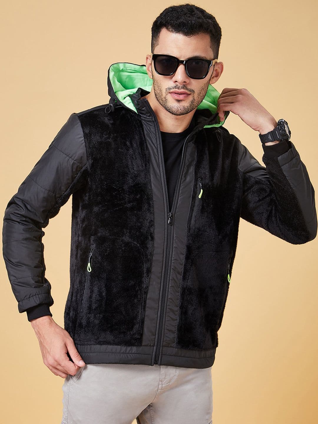 Urban Ranger by pantaloons Hooded Bomber Jacket - view 1