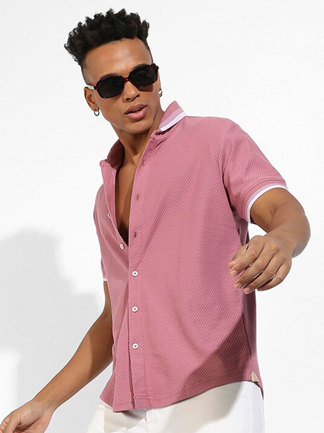 CAHOOT Classic Honeycomb Knit Cotton Casual Shirt - view 1